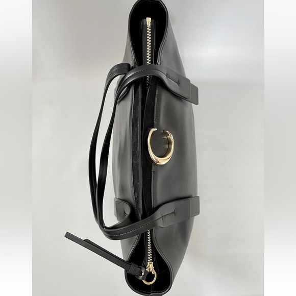 CHLOE MEDIUM ZIPPED C BLACK LEATHER TOTE BAG New With Imperfections - Picture 6 of 11